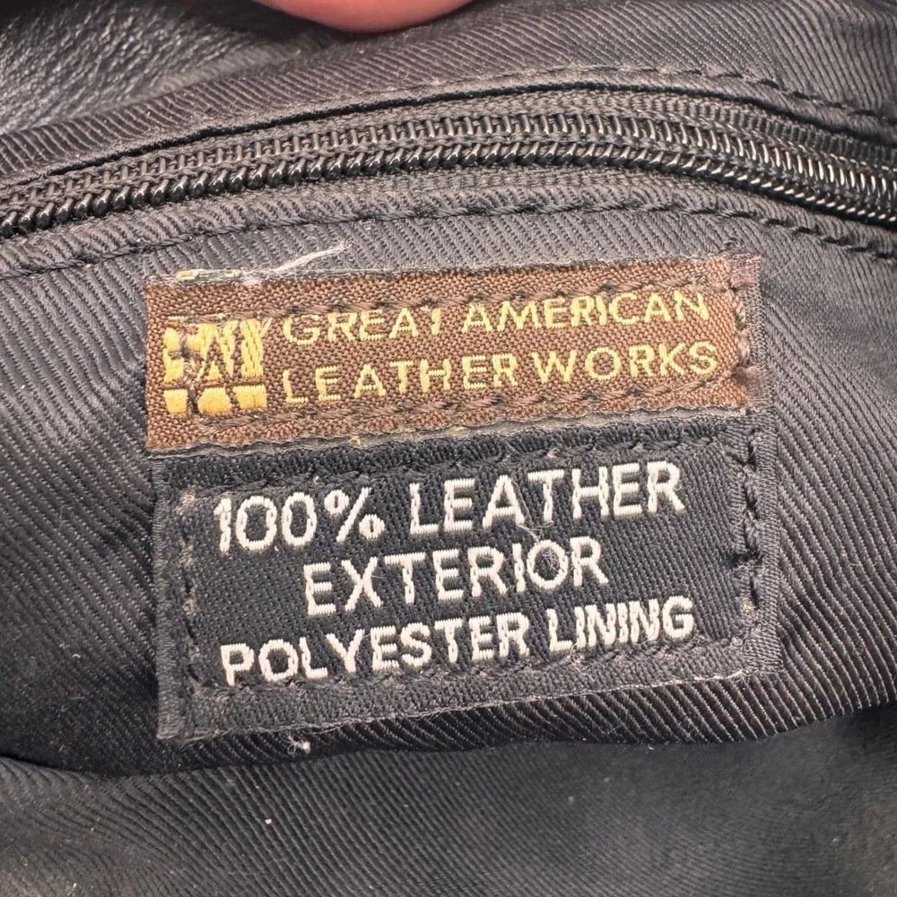 Great American Leather Works Black Leather Crossbody Organizer Bag Silver Ring